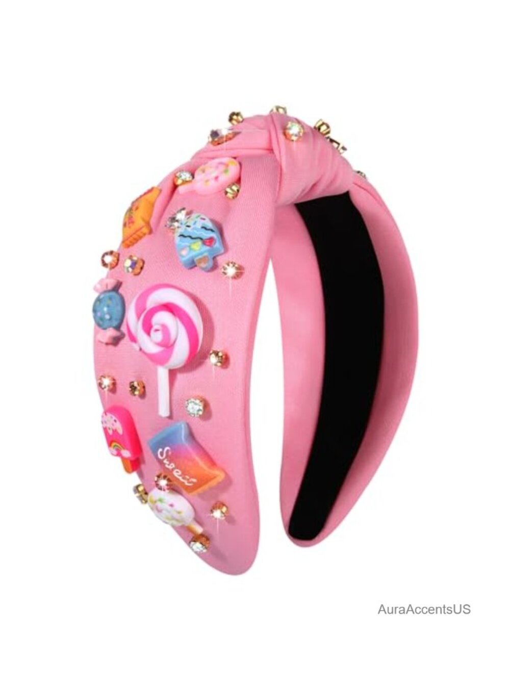 Knotted Headband Lollipop Candy Crystal Embellished Statement Hair Accessory